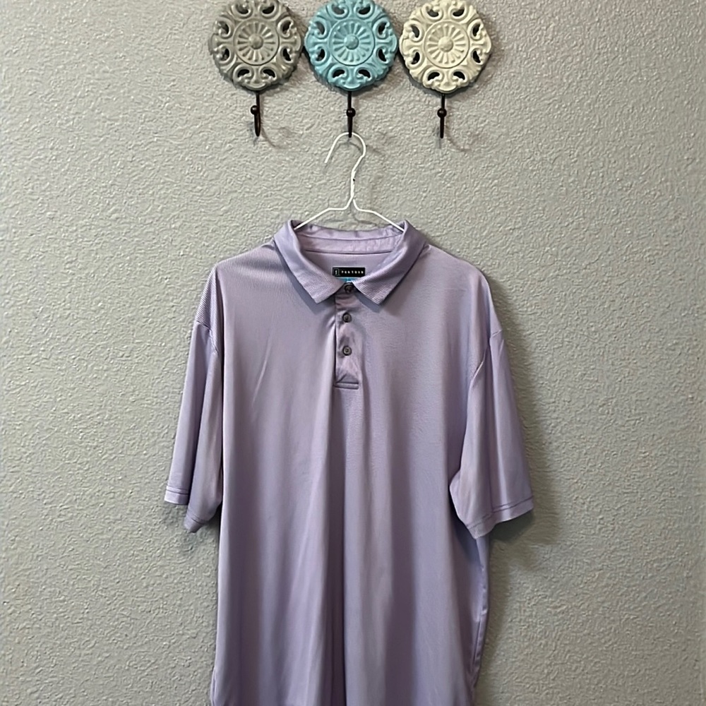 PGA Tour Men’s XL Purple/White Checked Polo